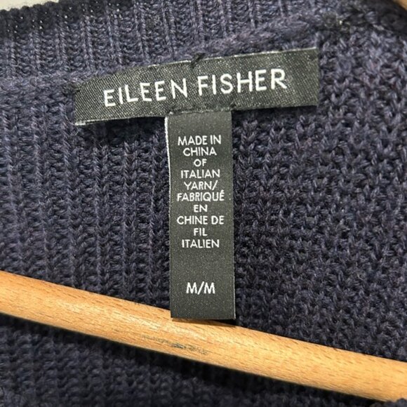 Eileen Fisher Women’s 100% Italian Fine Merino Wool Ribbed Sweater Navy, Sz Med - Picture 5 of 7